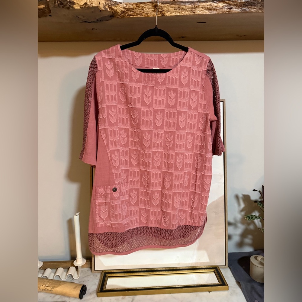 NWT Marrue by Inoah Textured Rose Pink Knit 100% Cotton Top Wholesale Sample S/M